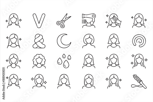 Beauty and Hair Salon Symbols for Styling and Grooming Systems