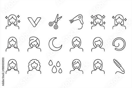Haircare and Beauty Line Symbols for Cosmetic Service Design