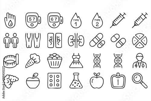 Diabetes and Blood Glucose Icons for Patient Care Systems