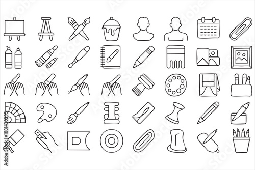 Artist Tools Line Icons for Graphic Design Dashboards