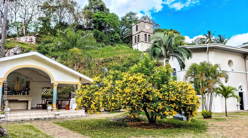 Fototapeta premium Immaculate Conception Cathedral`s Clock Tower . Victoria. Mahe, Seychelles.