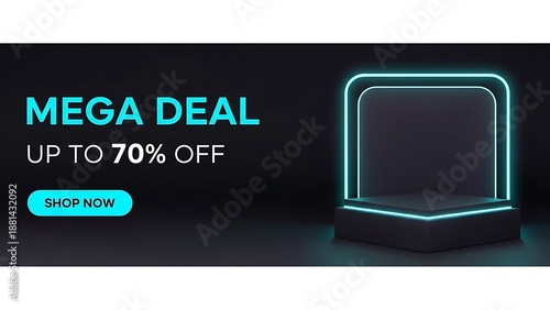 Wallpaper Mural Mega deal up to 70% off on a dark banner with a stylish blue neon display stand Torontodigital.ca