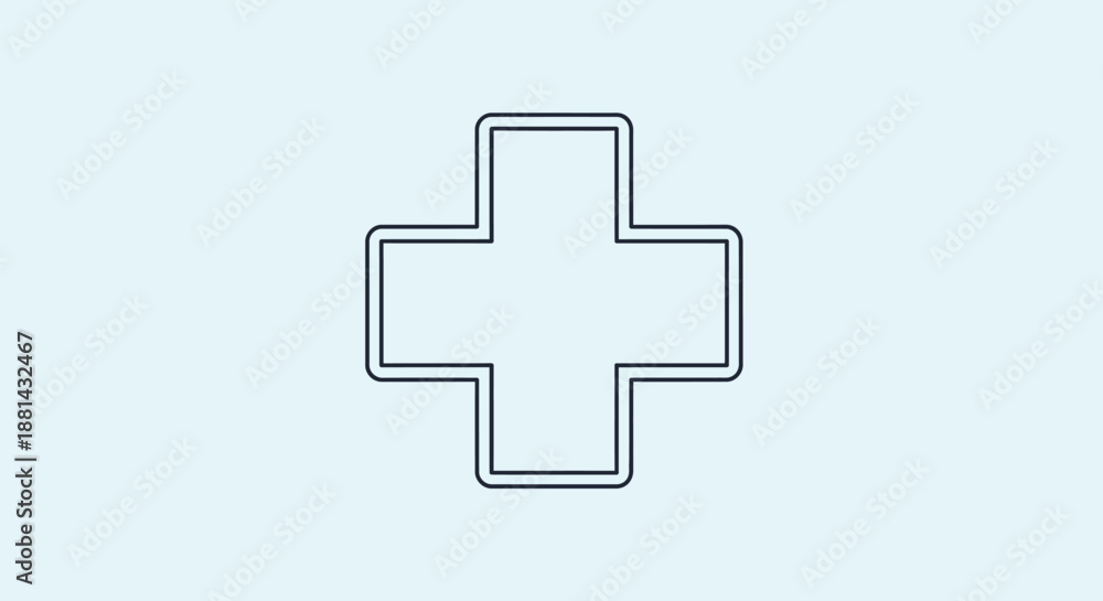 Obraz premium Outline Style Health and Medical Cross Icon. Minimalist First Aid Symbol Graphic for Wellness and Healthcare Design.