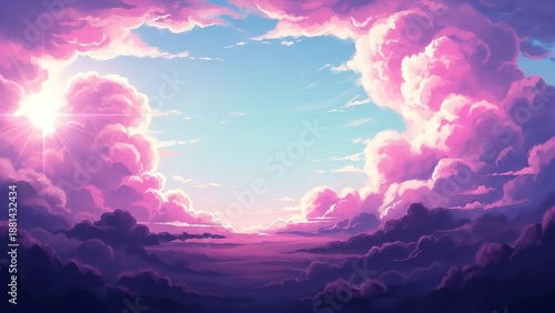 Dreamy Fantasy Cloud Sky Illustration for Background, Wallpaper, and Creative Design