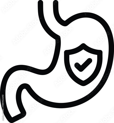 Stomach Protection Icon Healthy Digestion Concept