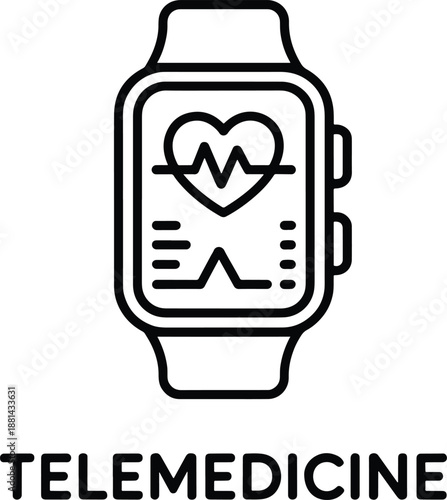 Telemedicine Smartwatch with Health Monitoring Icon