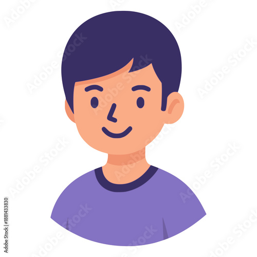 cute boy face avatar profile flat color vector illustration template design
