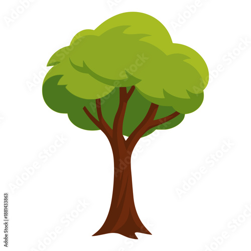 Tall tree nature plant flora flat color vector illustration template design