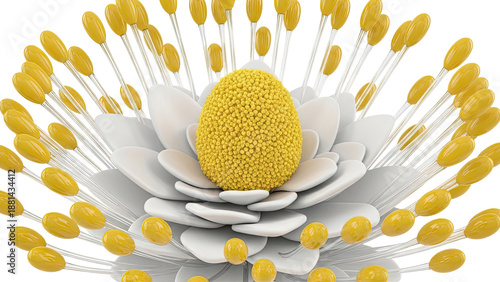 Close-up 3D rendering of a flower's stamen and pistil