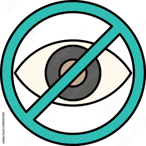 Eye with Prohibition Sign Vector Illustration