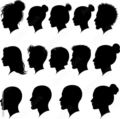 Silhouettes of various hairstyles Vector
