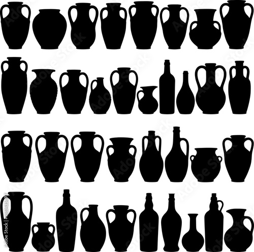 Collection of ceramic vases and pitchers Vector