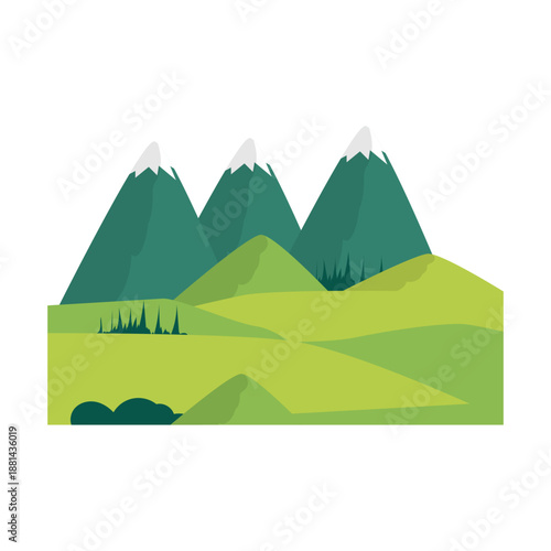 Snowy Mountain Landscape Vector