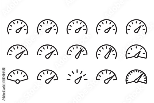 Performance Meter Line Icons for Analytics and KPI Tracking