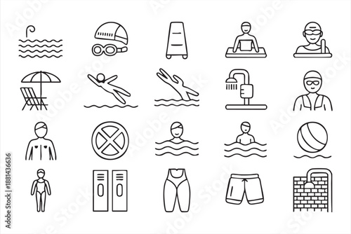 Swimming Pool and Aquatic Icons for Recreation Facilities
