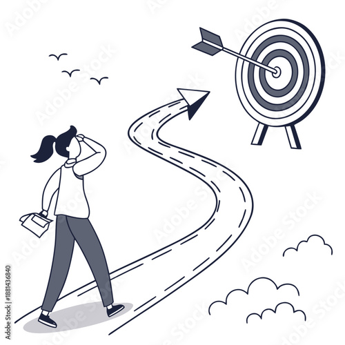 Business Goal Setting Concept Illustration  Minima (2) Vector Icon Illustration