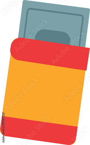 Money inside red envelope Chinese New Year illustration.