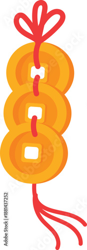 String of lucky coins Chinese New Year illustration.