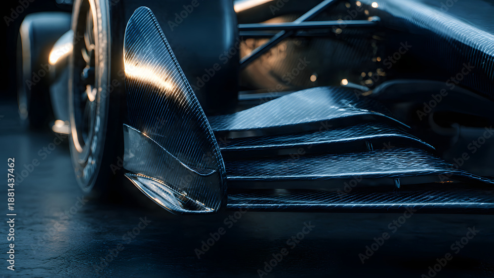 Fototapeta premium A close-up view of a sleek, modern carbon fiber car part