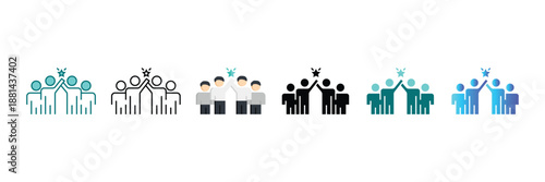 Dynamic business icons depicting essential team communication, interaction, and collaboration for workflow process management, supporting strategic planning