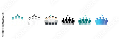 Diverse business icons illustrating teamwork, collaboration, and management strategies for effective employee interaction, planning, and business success