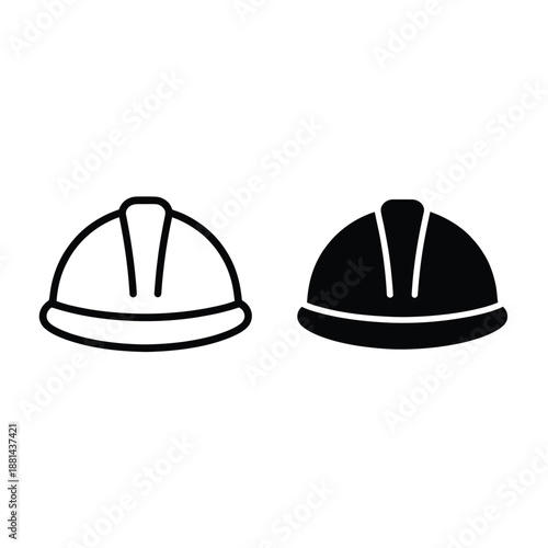 simple line drawing of two hard hats