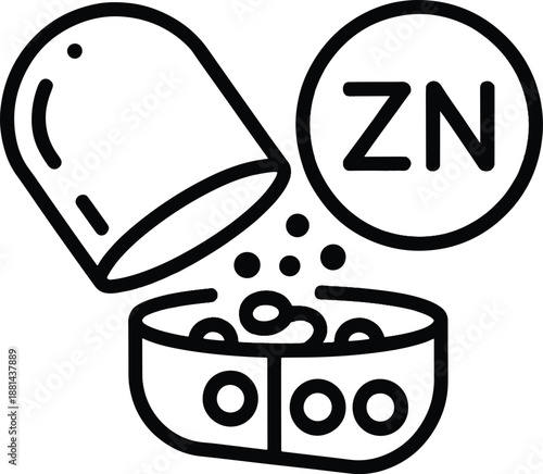 Zinc Supplement Capsule with Minerals Black and White