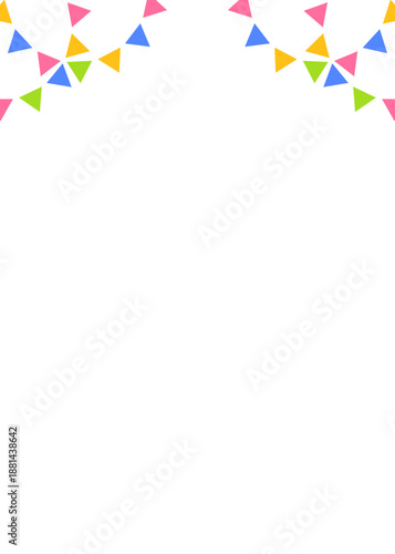 ガーランド、旗のデコレーションフレーム、背景素材、縦向き