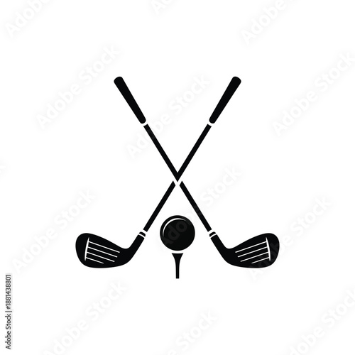 golf clubs and ball in a tee position