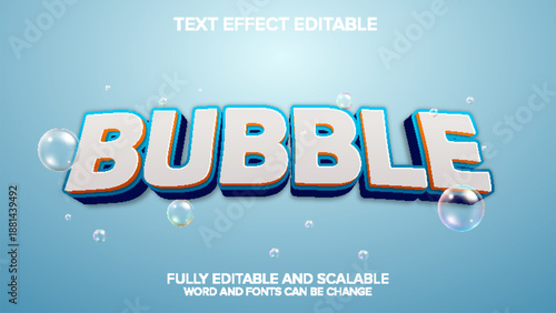 3d text effect bubble vector editable