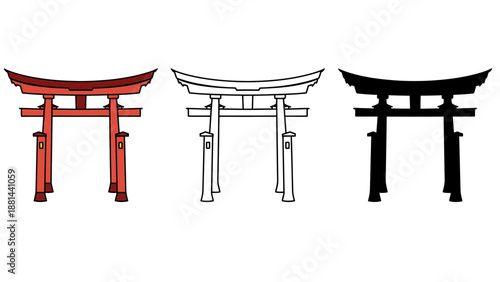 Antique wooden furniture design featuring a brown stool and desk set in a room decorated with a vector illustration of a Japanese pagoda and Chinese temple