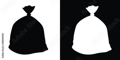 Garbage bag vector silhouette, Black silhouette trash bag icon vector