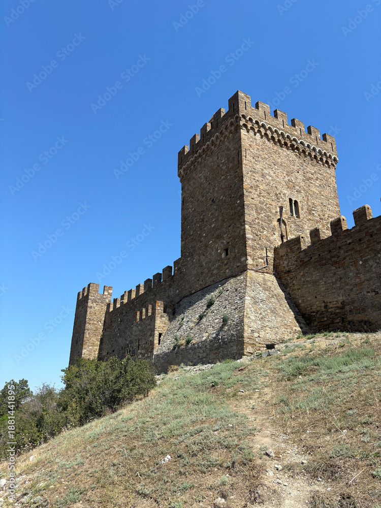 Fototapeta premium View of the remains of the Genoese fortress in Sudak, Crimea