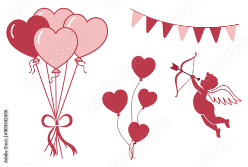 Valentine S Party Elements Illustration  Clean Vec Vector Icon Illustration
