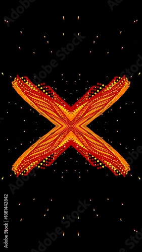 Colorful Digital Butterfly Animation with Glowing Particles Moving Symmetrically