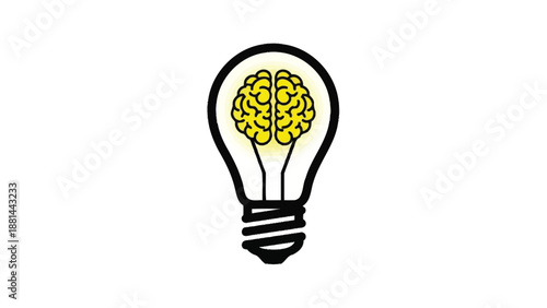 A bright idea illuminating with the power of the human brain inside a light bulb