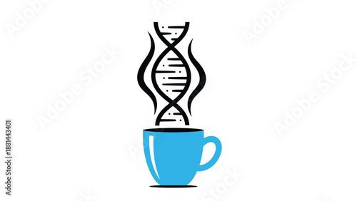 The stimulating blend of science and daily ritual: a coffee cup with a dna steam design