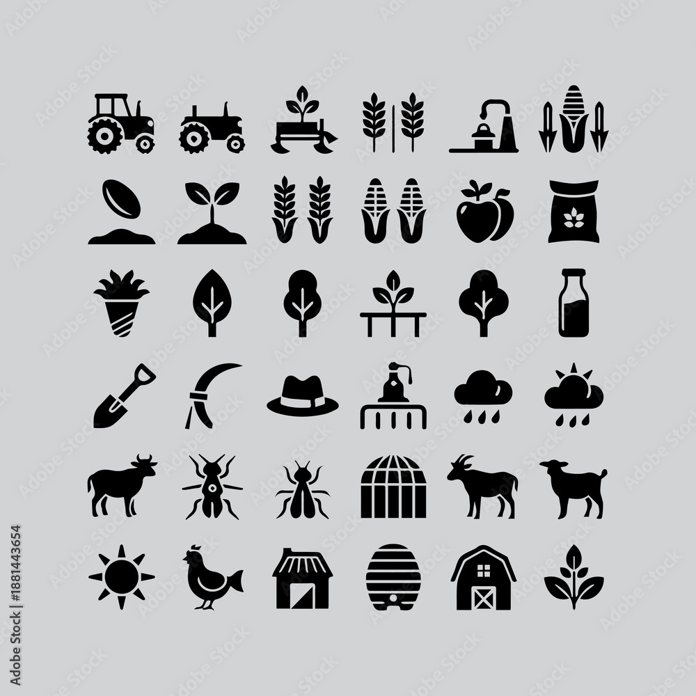 Obraz premium Professional black and white spices vector icon set 7.eps
