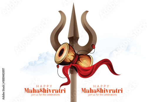 Maha Shivratri With Trisul, A Hindu Festival Celebrated Of Lord Shiva Night