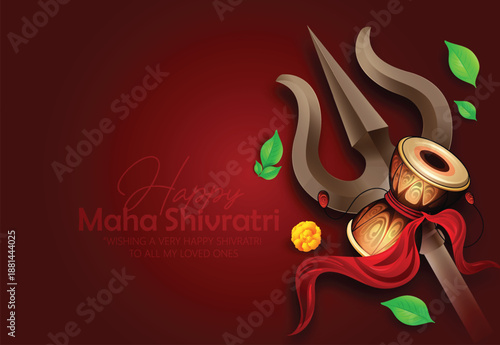Maha Shivratri With Trisul, A Hindu Festival Celebrated Of Lord Shiva Night