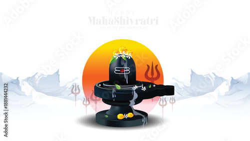 Maha Shivratri With Trisul, A Hindu Festival Celebrated Of Lord Shiva Night