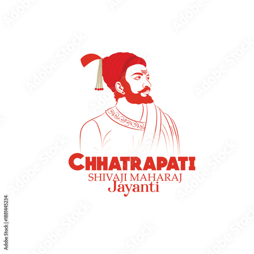 illustration of Chhatrapati shivaji maharaj jayanti Chhatrapati Shivaji Maharaj with a traditional turban, pearl jewelry and a pavilion silhouette; evokes Maratha heritage, bravery, leadership and his