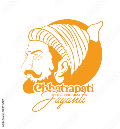 illustration of Chhatrapati shivaji maharaj jayanti Chhatrapati Shivaji Maharaj with a traditional turban, pearl jewelry and a pavilion silhouette; evokes Maratha heritage, bravery, leadership and his