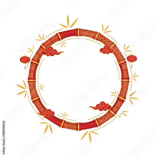 Chinese Red Bamboo Frame