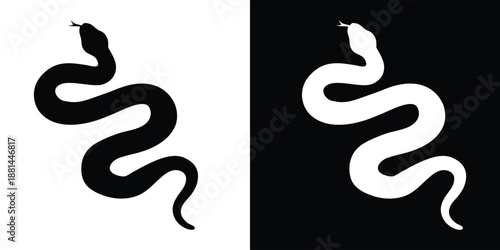 Snake icon. Snake black silhouette. Vector illustration