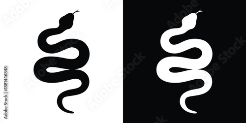 Snake icon. Snake black silhouette. Vector illustration