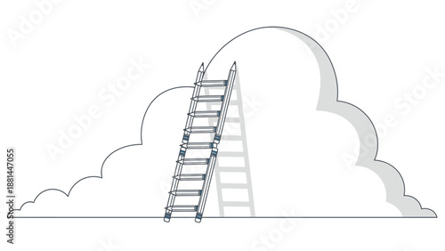 A ladder reaching up into a fluffy cloud, symbolizing ambition, success, and the path to achieving lofty goals