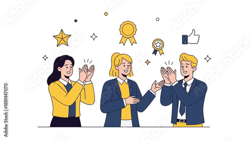 Team Applauding Success, Achievement, Recognition, Award, and Celebration