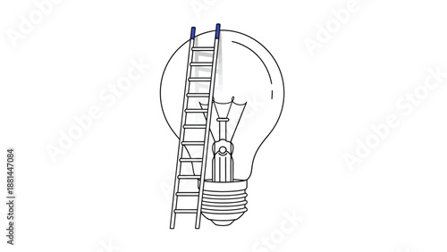 Reaching for new ideas: a ladder leaning against a lightbulb symbolizing innovation
