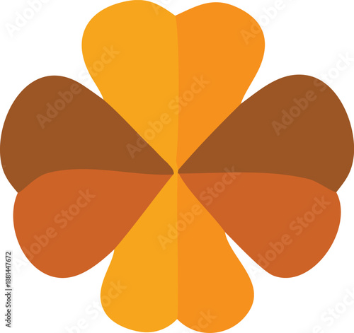 Vector illustration of a four leaf clover shaped as a sweet gingerbread cookie biscuit for a festive Valentine holiday dessert decoration